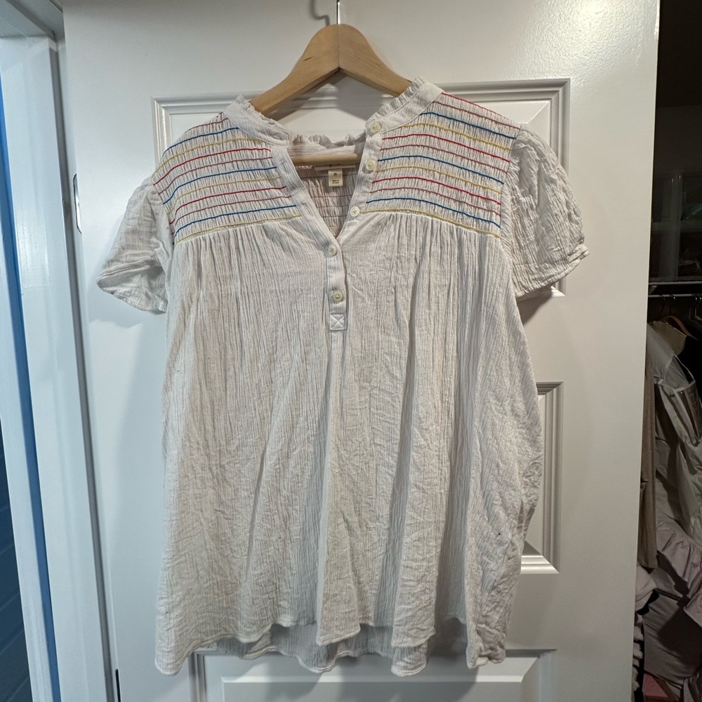 Style and Co Shirt with rainbow stitching details